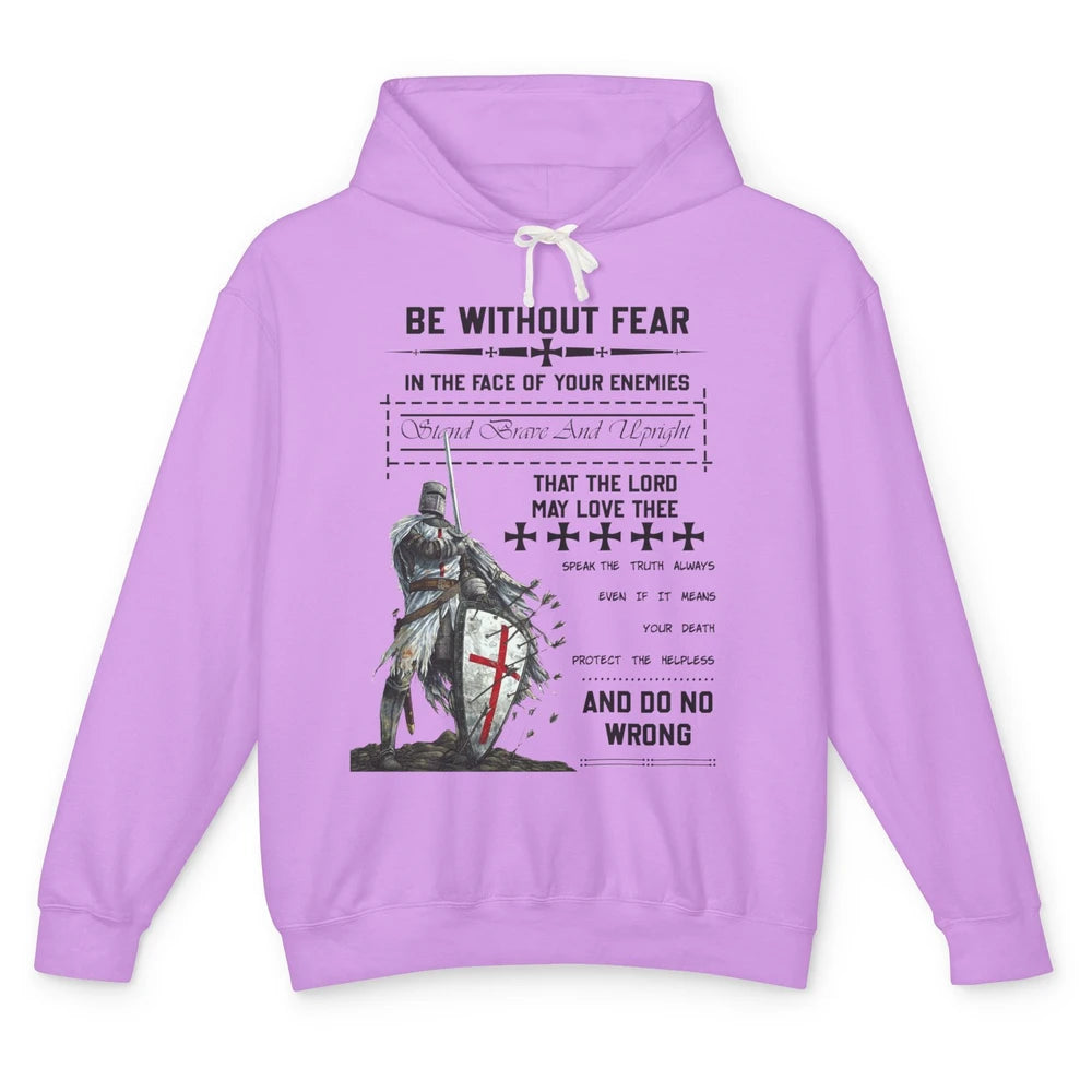 Knight Templar's Oath Be Without Fear In Your Enemies' Face Unisex Lightweight Hoodie