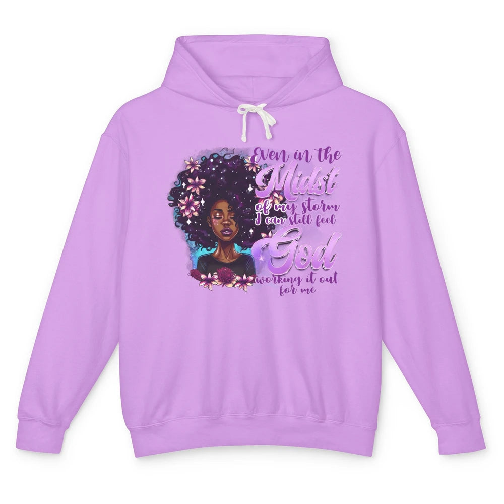 Black Girl In The Midst Of Storm I See God Christian Belief Unisex Lightweight Hoodie