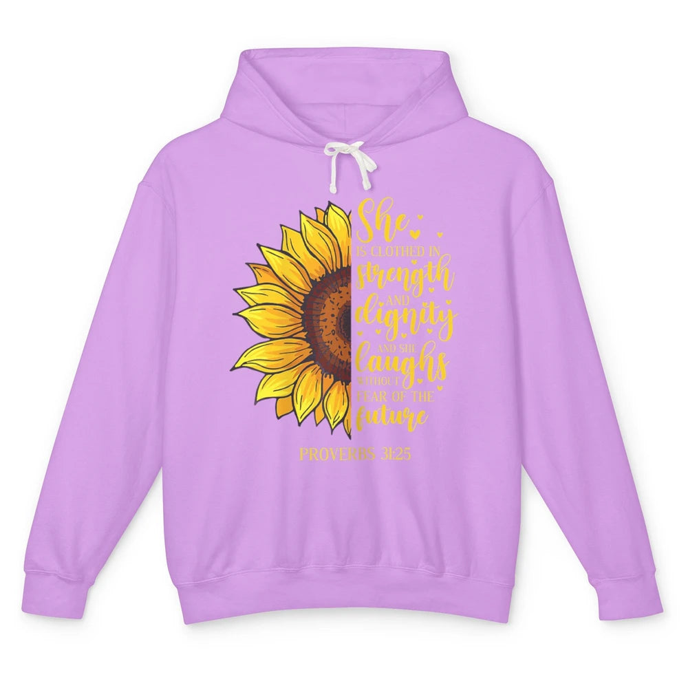 Sunflower Jesus Faith Christian God Bible Verse Religious Unisex Lightweight Hoodie