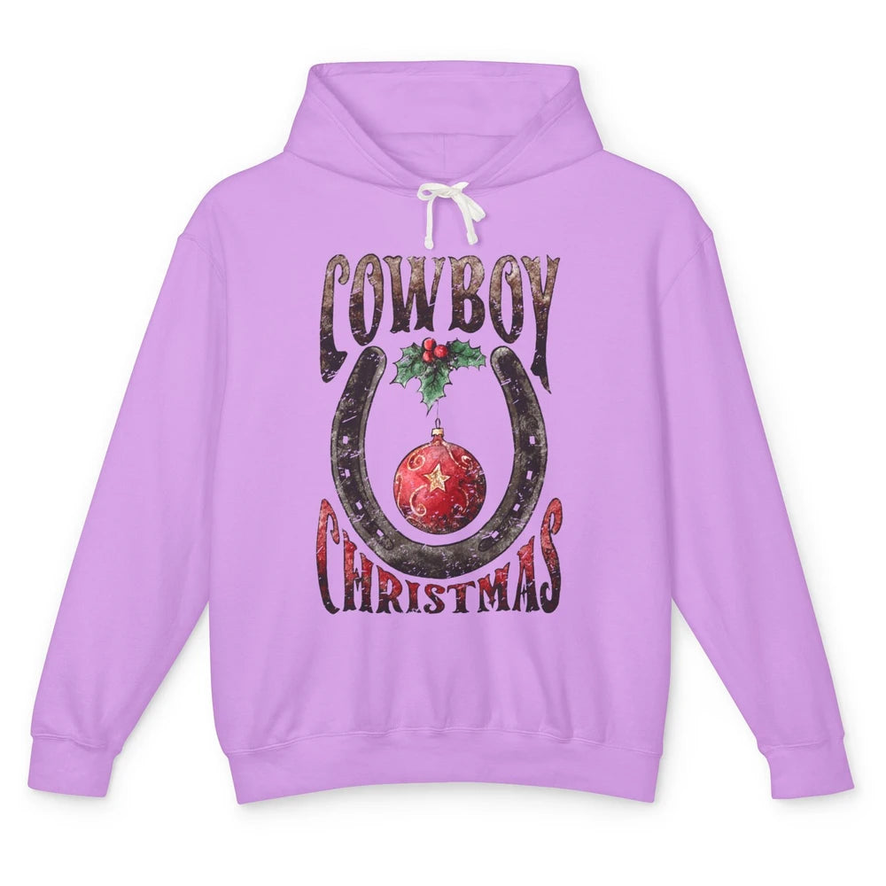 Christmas Cowboy Horseshoe Xmas Balls Western Christmas Unisex Lightweight Hoodie