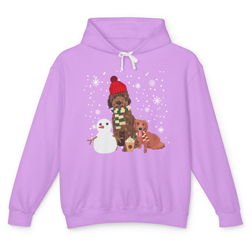 Christmas Goldendoodle Winter Dog Snowman Doodle Xmas Gift Unisex Lightweight Hoodie