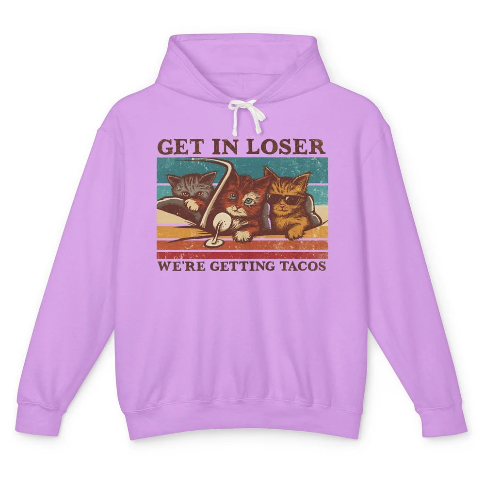 Funny Orange Cats Get Loser Getting Tacos Retro Riding Car Unisex Lightweight Hoodie