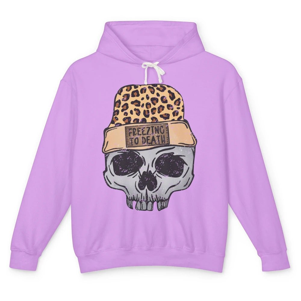 Funny Leopard Skull Freezing To Death Funny Christmas Winter Unisex Lightweight Hoodie