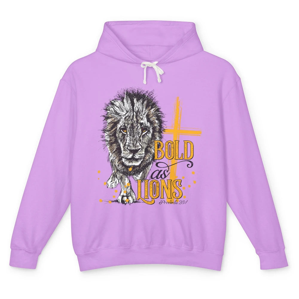 Bold As Lion Of Judah Bible Verse Christian Faith Religious Unisex Lightweight Hoodie