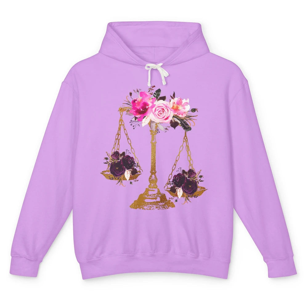 Wildflowers Lawyer Office Scales Roses Justice Law School Unisex Lightweight Hoodie