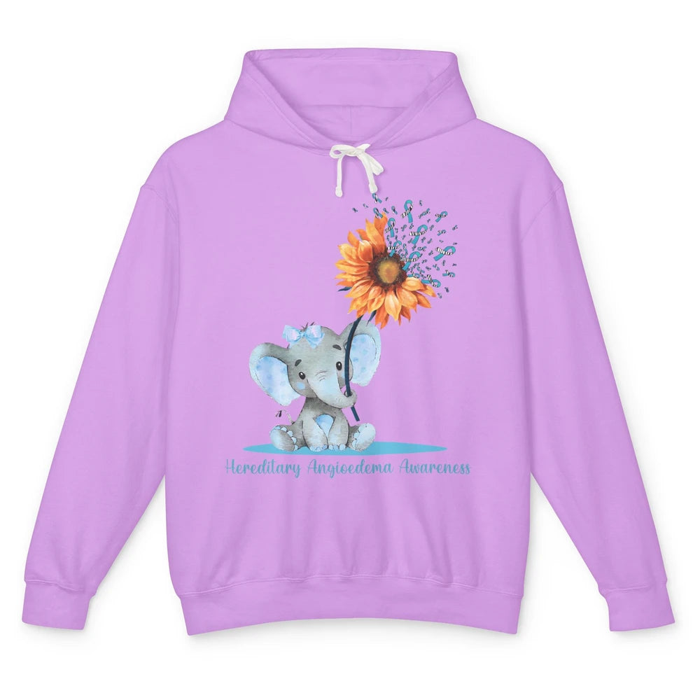 Hereditary Angioedema Awareness Ribbon Baby Elephant Daisy Unisex Lightweight Hoodie