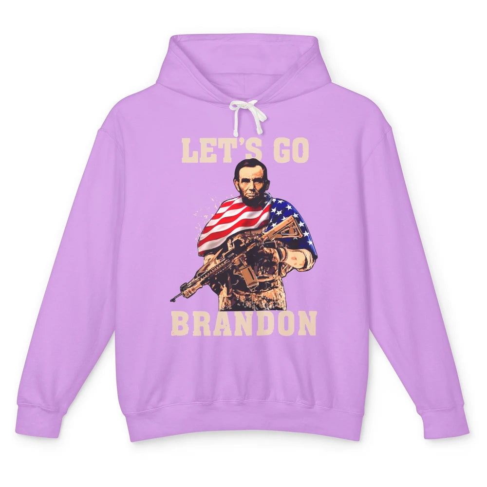 Abraham Lincoln US Flag Lets Go Brandon Conservative Liberal Unisex Lightweight Hoodie