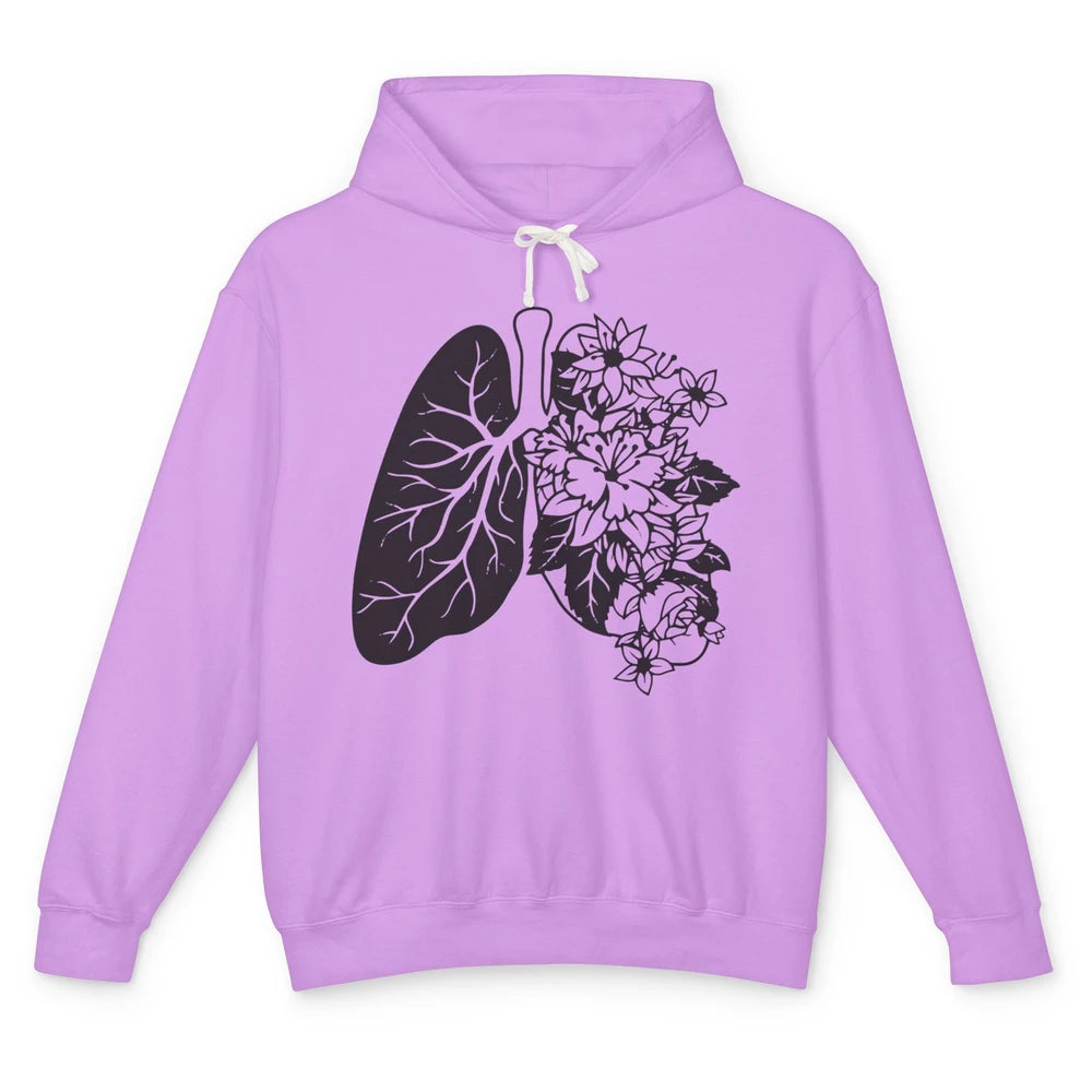 Anatomical Lungs Floral Breathe Respiratory Therapy RT Unisex Lightweight Hoodie