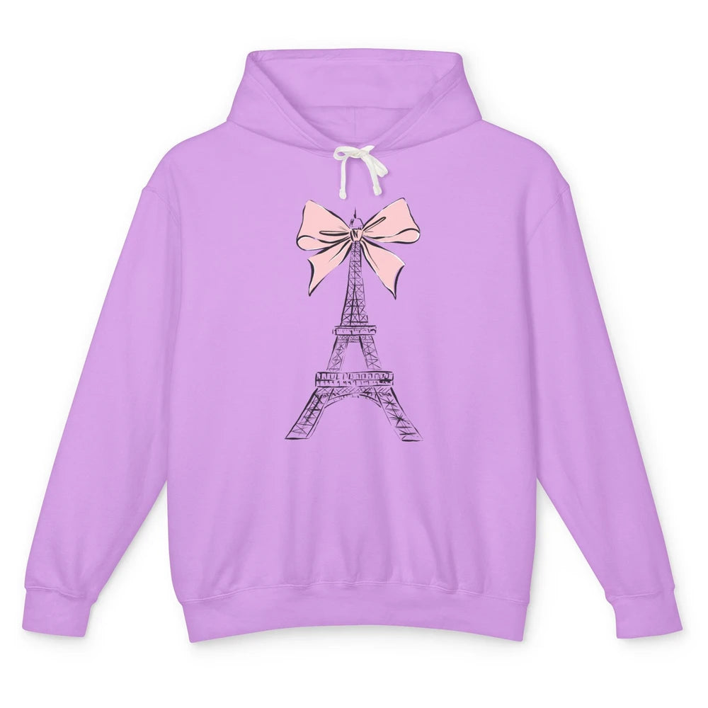 Voyager Floral Eiffel Tower Minimal Paris France Travel Girl Unisex Lightweight Hoodie