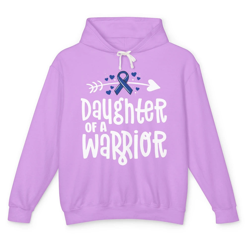 Warrior Daughter Colon Cancer Colorectal Dark Blue Ribbon Unisex Lightweight Hoodie