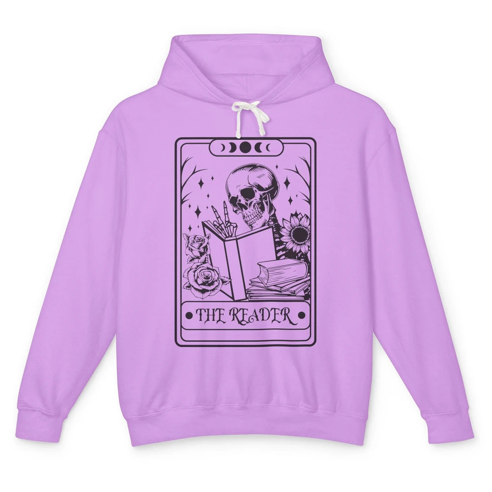 Retro Skeleton The Reader Tarot Card Halloween Romance Book Unisex Lightweight Hoodie