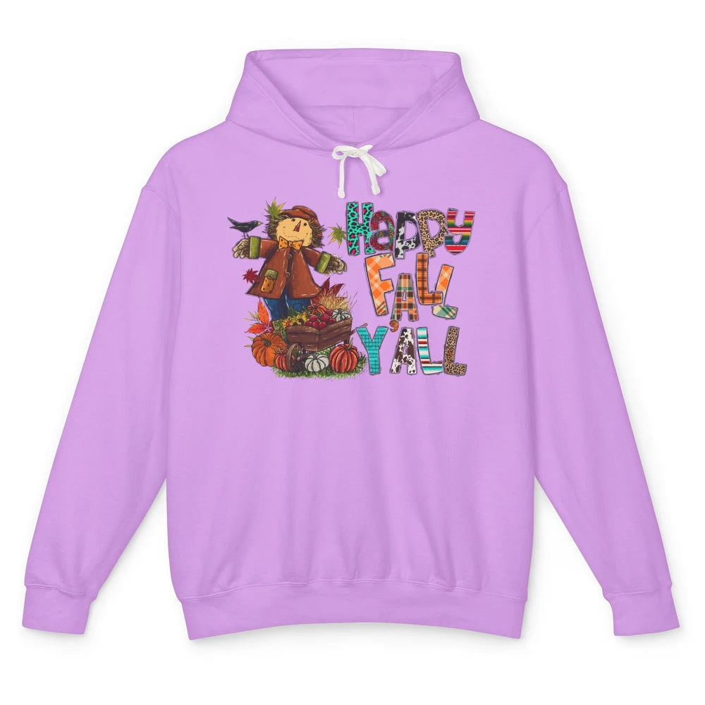 Happy Fall Y'all Leopard Pumpkin Western Autumn Thankful Unisex Lightweight Hoodie