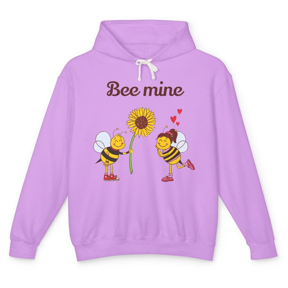 Bee Mine Love Valentine's Day Couple Romantic Bee Love Unisex Lightweight Hoodie