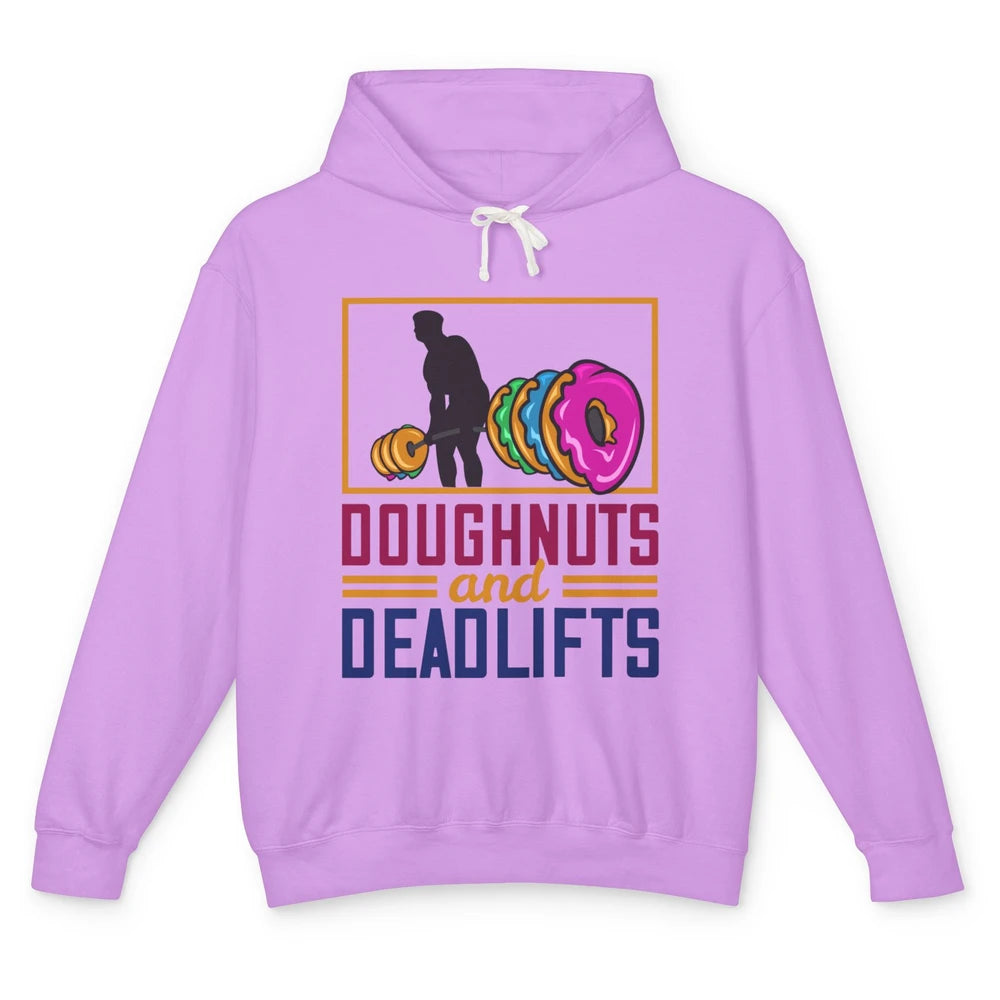 Funny Doughnuts And Deadlifts Donut Weightlifting Fitness Unisex Lightweight Hoodie