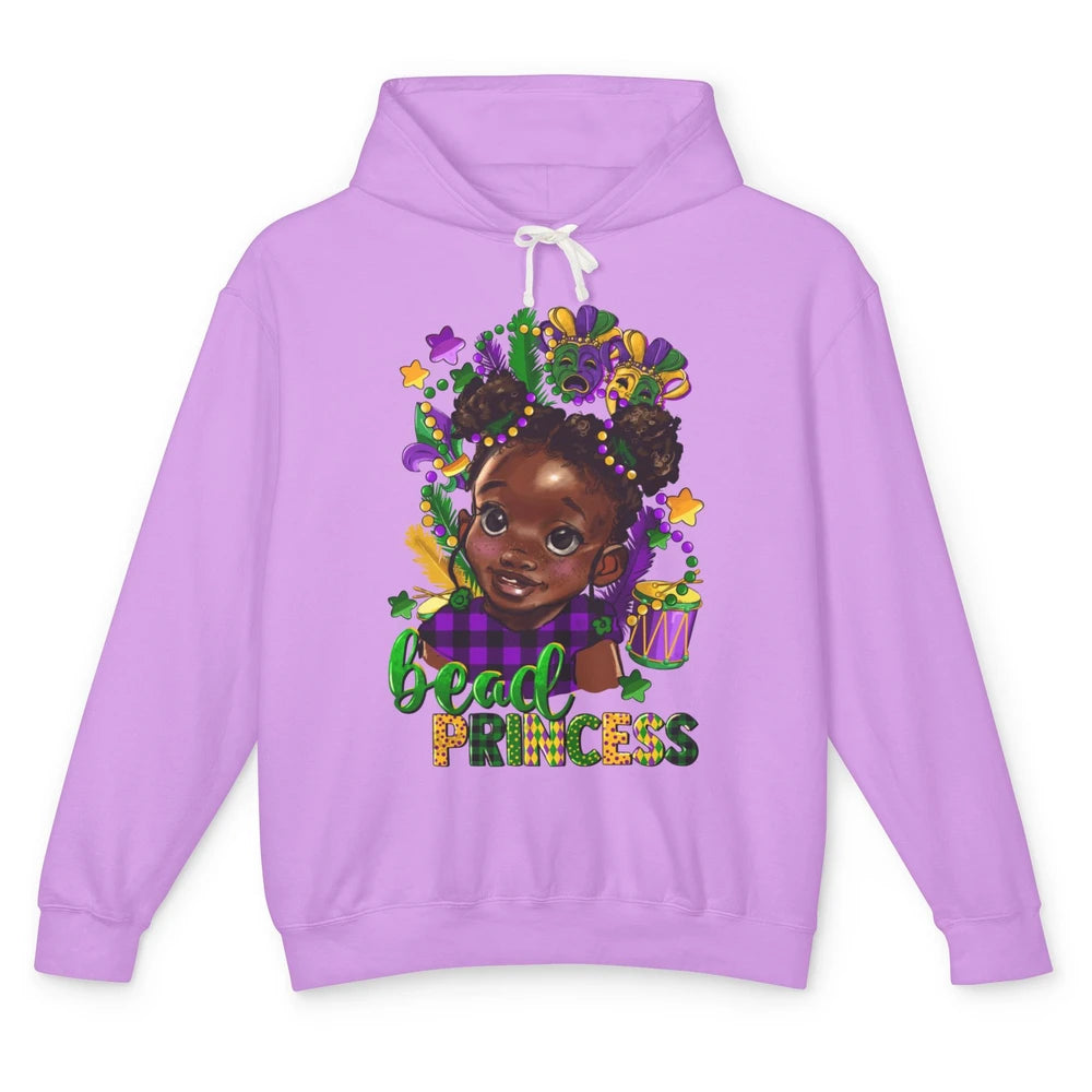 Mardi Gras Bead Princess Black Girl Fat Tuesday New Orleans Unisex Lightweight Hoodie