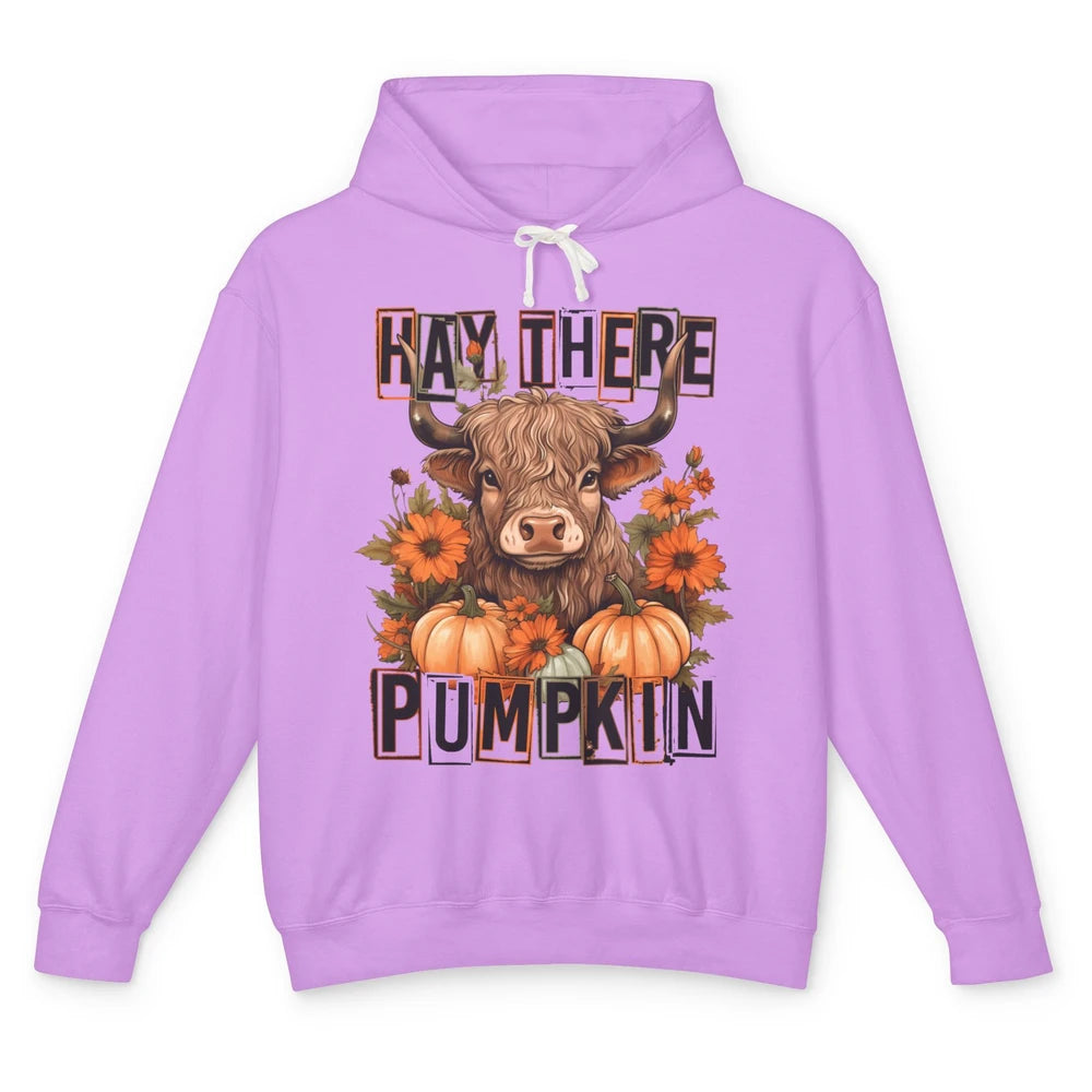 Hay Fall Highland Cow Pumpkin Western Country Farm Autumn Unisex Lightweight Hoodie