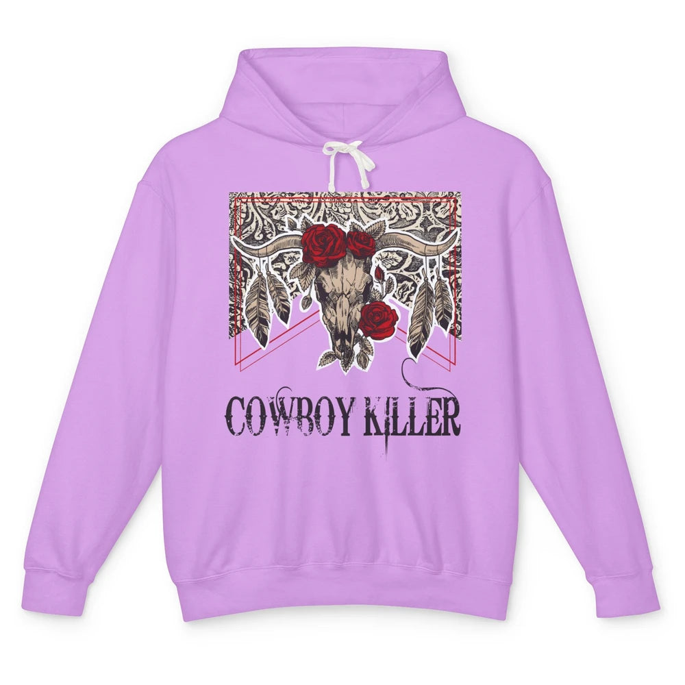 Texas Floral Skull Cowboy Killer Western Country Vintage Unisex Lightweight Hoodie