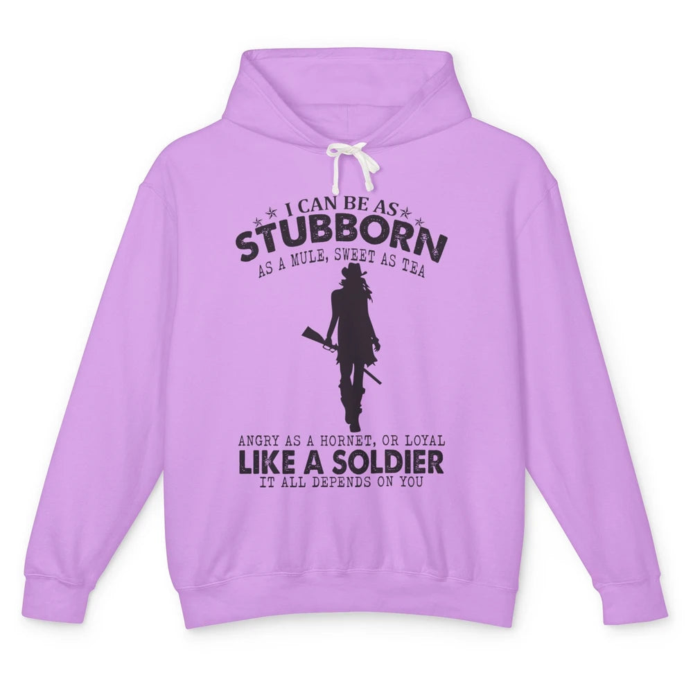 Retro Cowgirl Stubborn As Mule Sweet As Tea Western Country Unisex Lightweight Hoodie