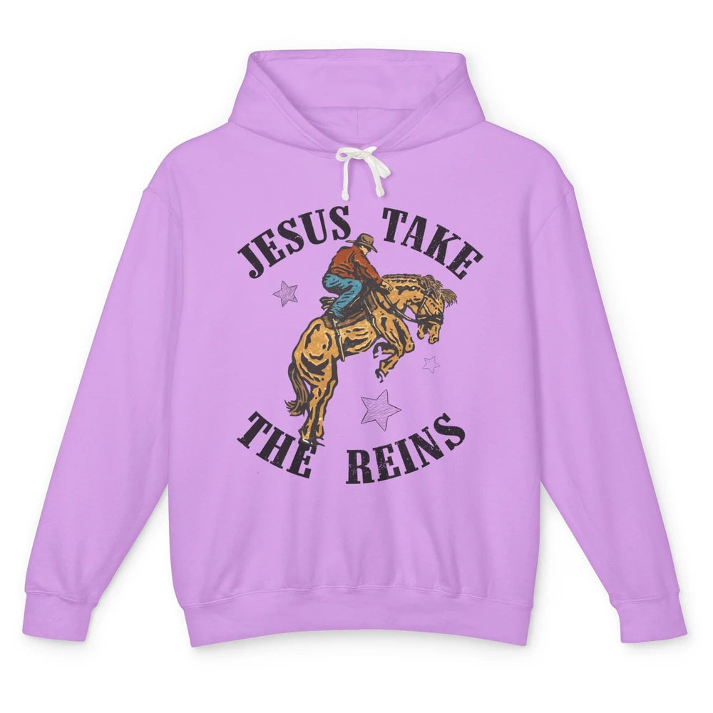 Rodeo Cowboy Horsing Jesus Take the Reins Western Country Unisex Lightweight Hoodie