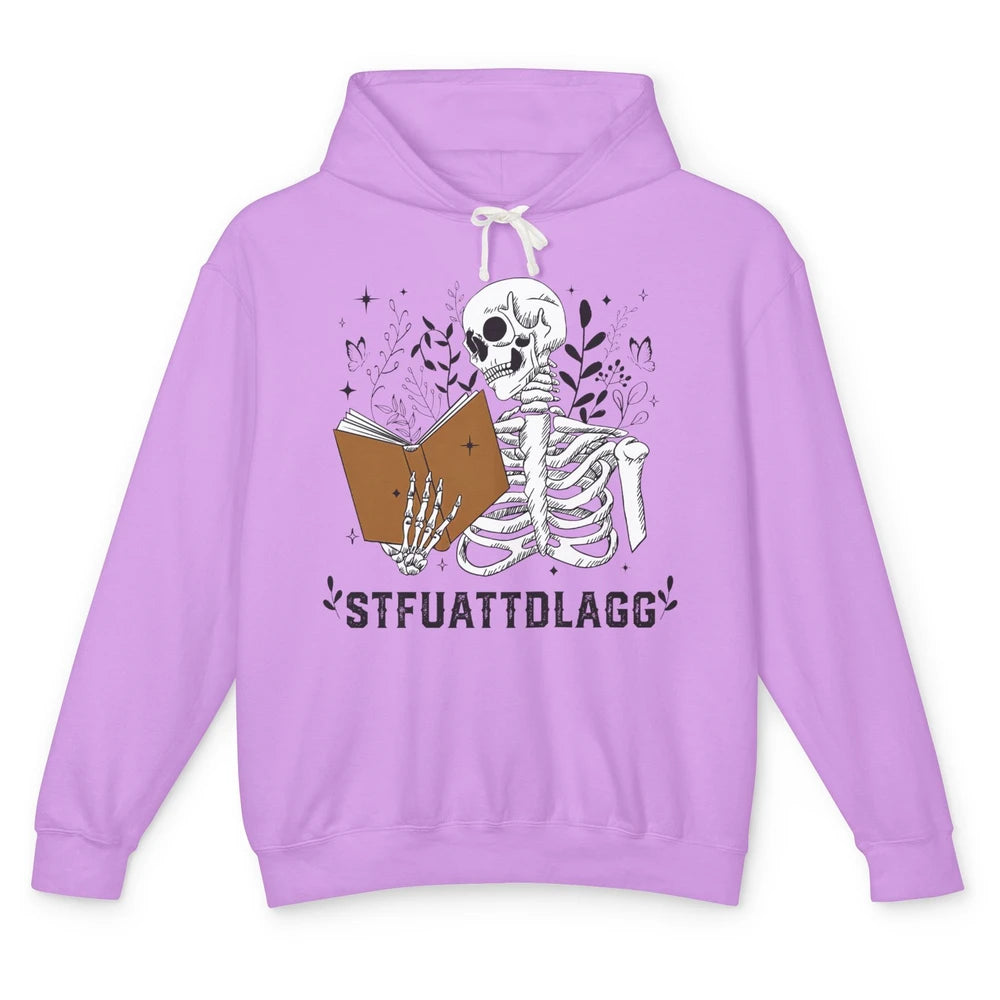 Funny Skeleton Reading Book STFUATTDLAGG Romance Smut Reader Unisex Lightweight Hoodie