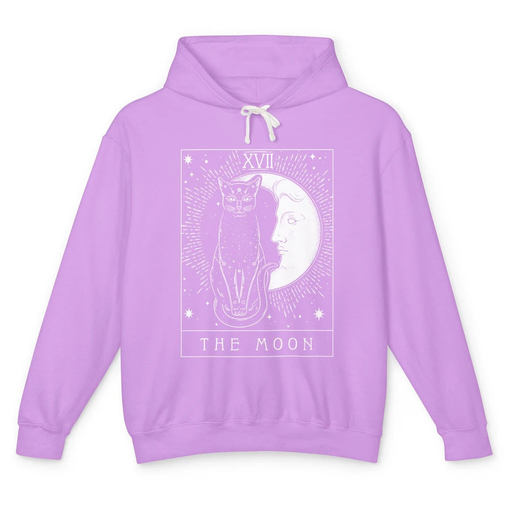 Retro Halloween Gothic Cat The Moon Tarot Card Witchcraft Unisex Lightweight Hoodie