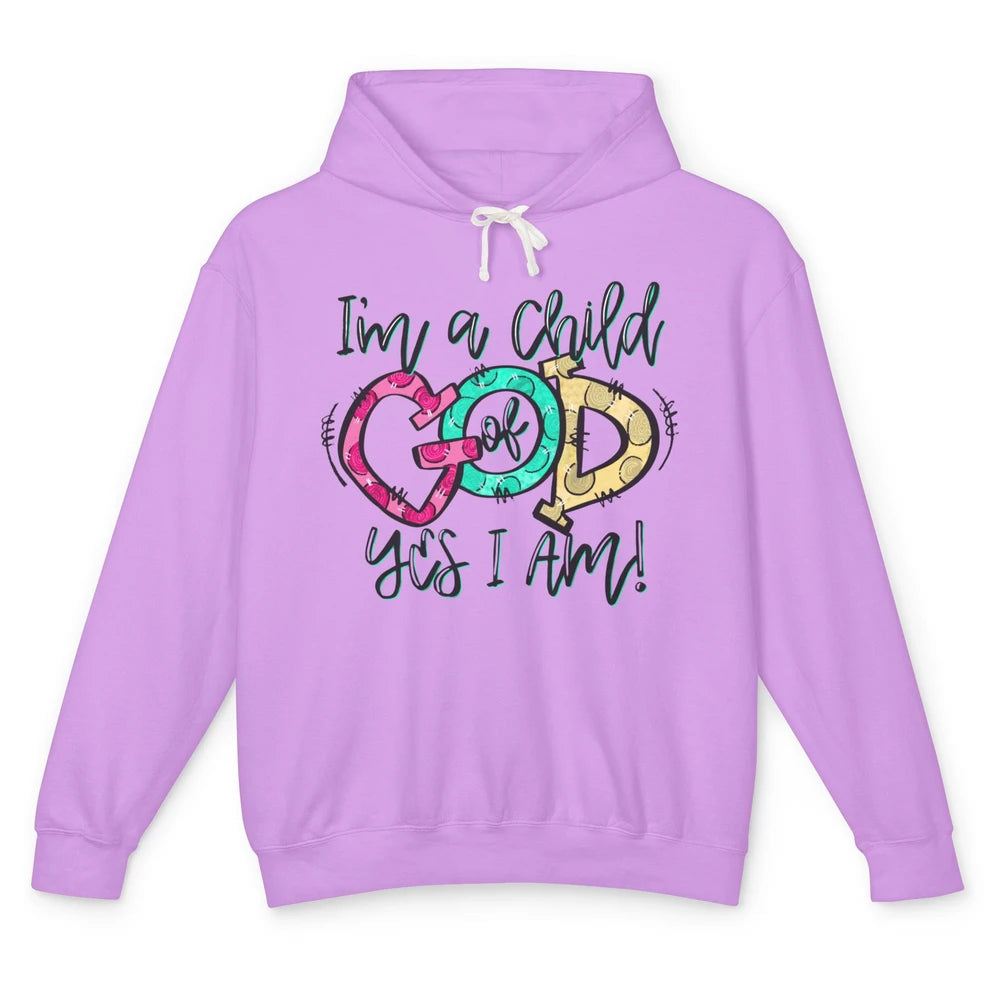 Christian I'm Child of God Hand Drawn Bible Verse Religious Unisex Lightweight Hoodie