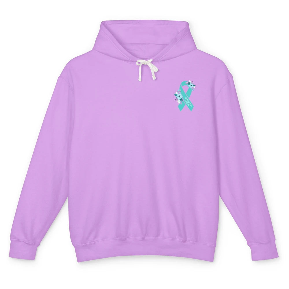 Interstitial Cystitis Awareness Floral Teal Ribbon Rainbow Unisex Lightweight Hoodie