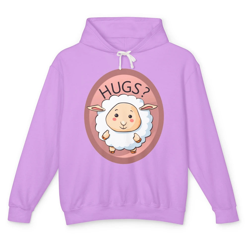 Cute Hugs Baby Sheep Shepherd Lamb Farm Animal Farmer Kawaii Unisex Lightweight Hoodie