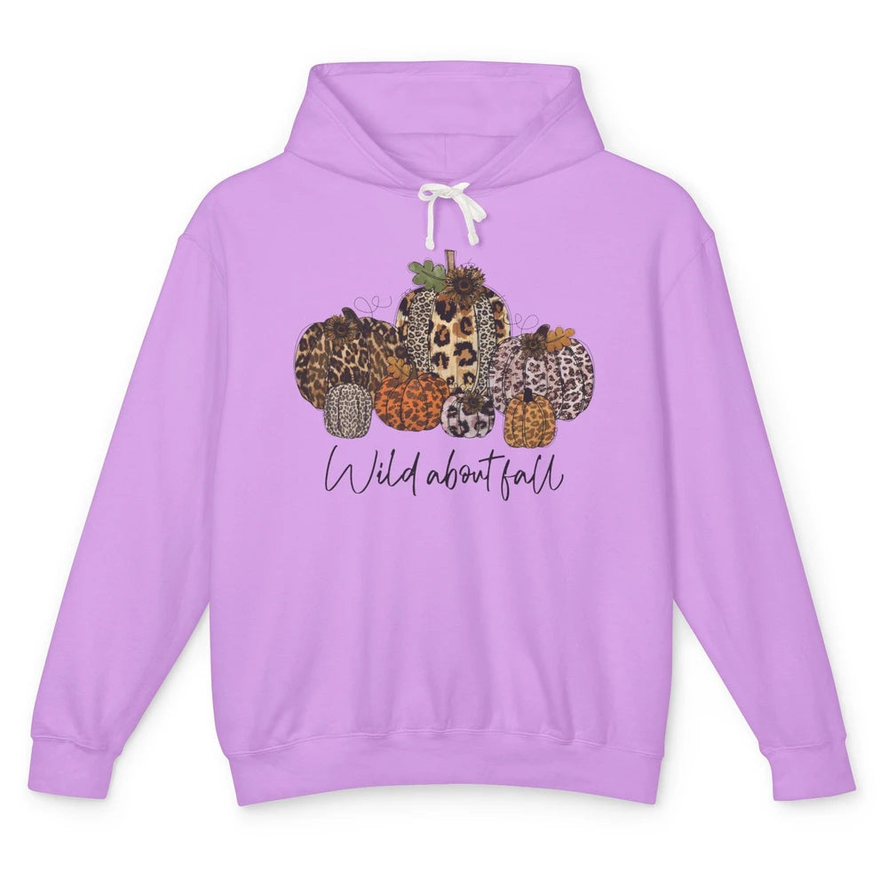 Leopard Pumpkin Patch Wild About Fall Thanksgiving Halloween Unisex Lightweight Hoodie