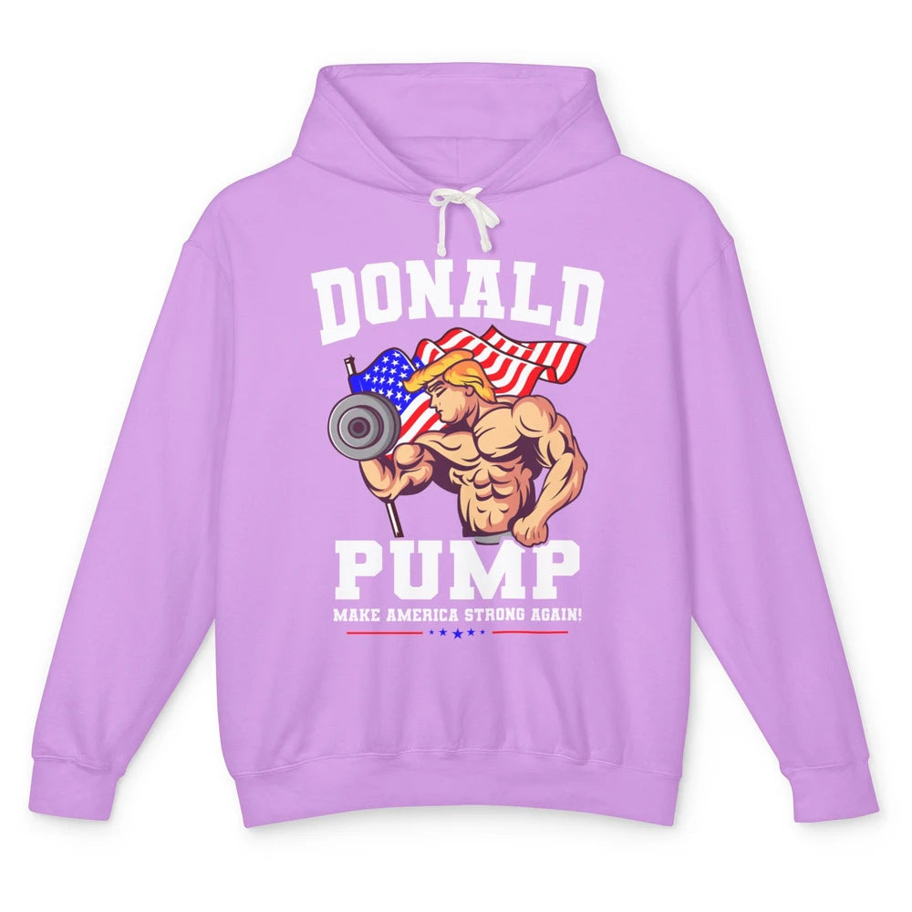 US Flag Donald Pump Make America Strong Again Trump 2024 Unisex Lightweight Hoodie