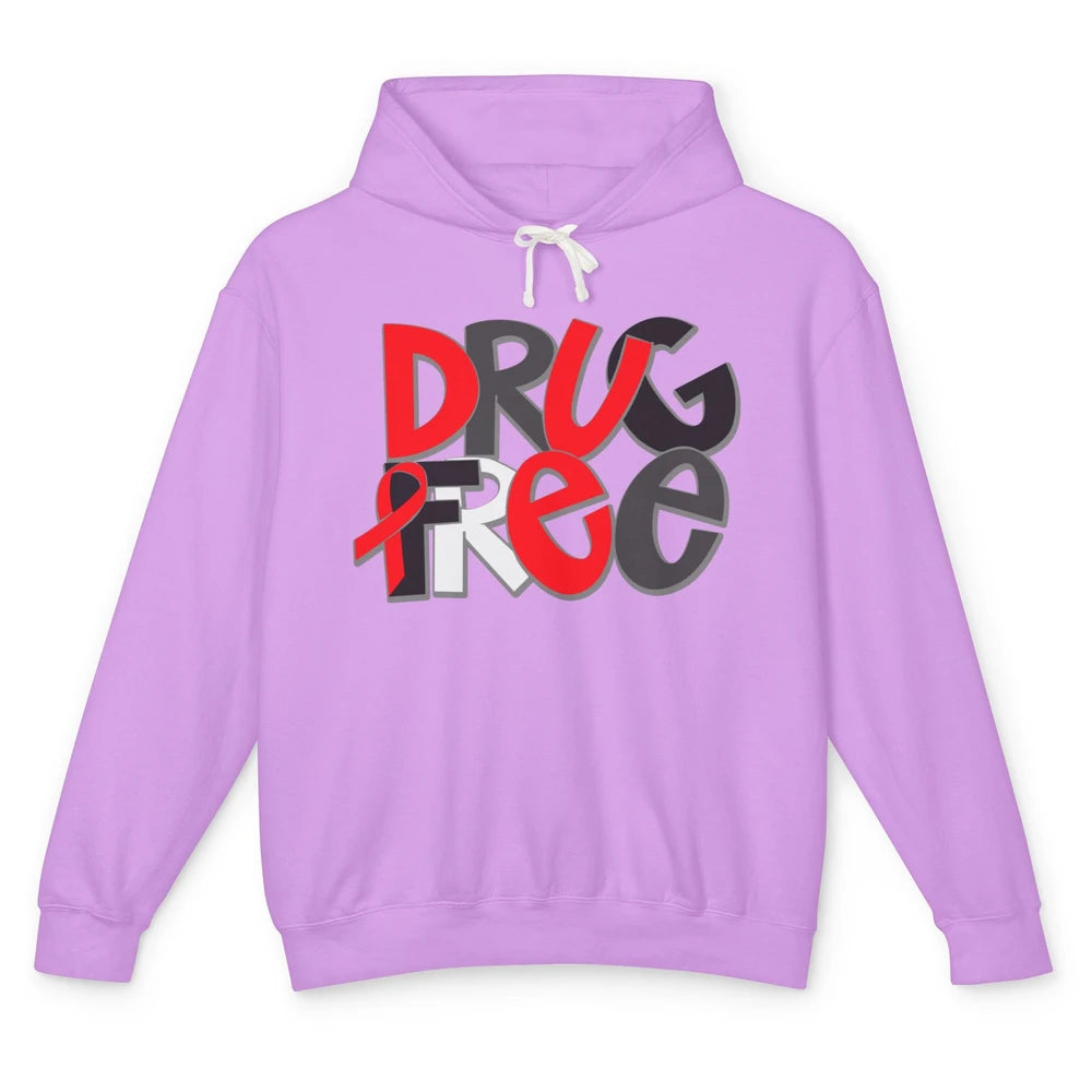 Red Ribbon Week Awareness Drug Free No Drug Red Ribbon Gift Unisex Lightweight Hoodie