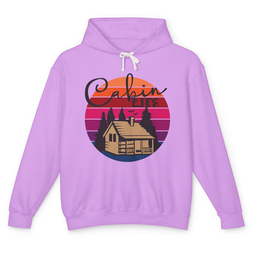 Cabin Life Vintage Cabin Camping Northern Lakes Outdoor Life Unisex Lightweight Hoodie