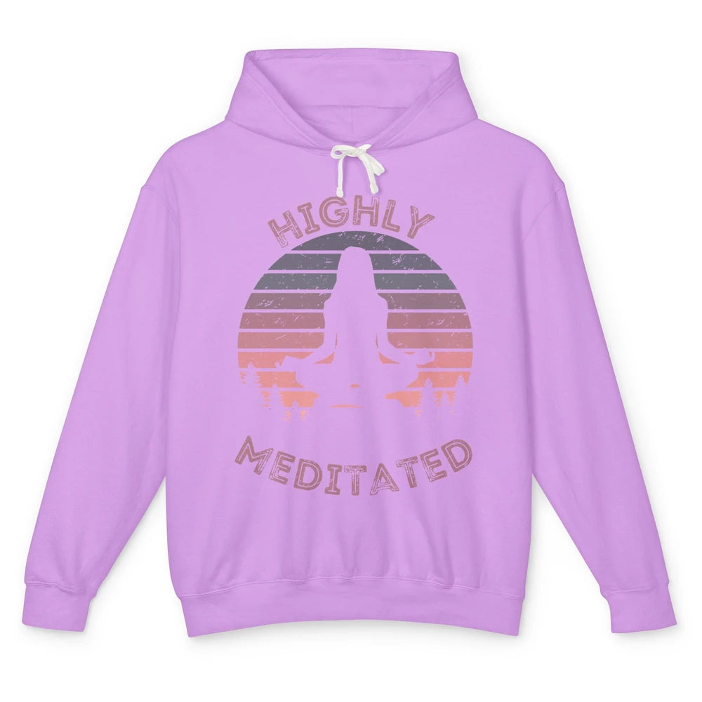 Vintage Woman Doing Yoga Highly Meditated Meditation Lovers Unisex Lightweight Hoodie