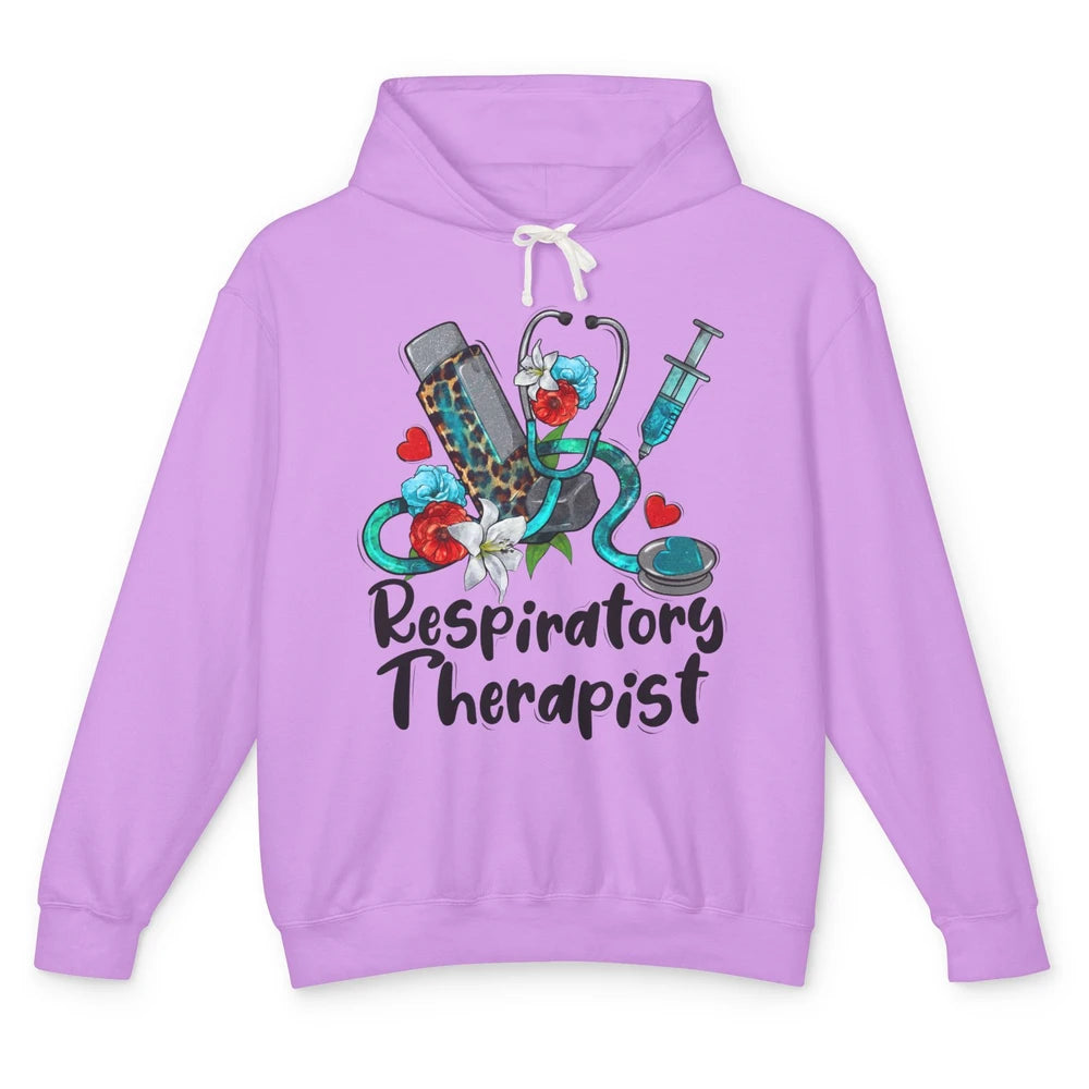 Respiratory Therapist Leopard Stethoscope Western Country RT Unisex Lightweight Hoodie