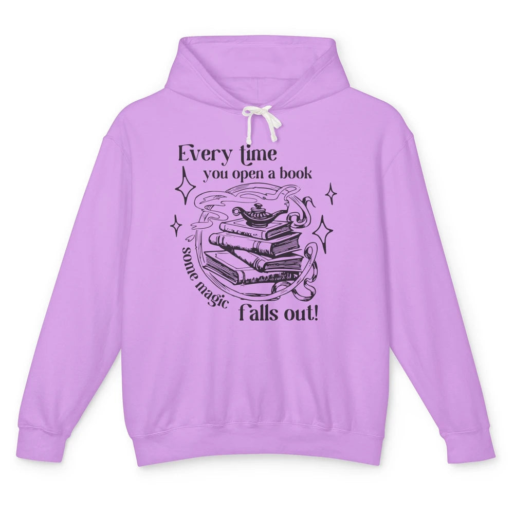 Every Time You Open Book Magic Falls Out Bookish Aesthetic Unisex Lightweight Hoodie