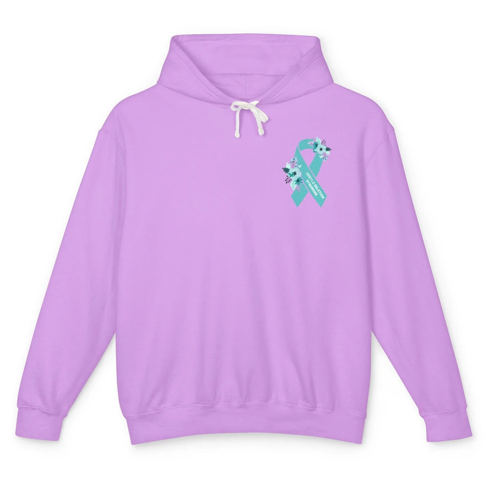 22q11.2 Deletion Syndrome Awareness Floral Teal Rainbow Unisex Lightweight Hoodie