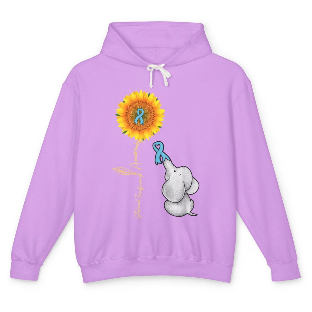 Adrenal Insufficiency Awareness Baby Elephant Sunflower Unisex Lightweight Hoodie