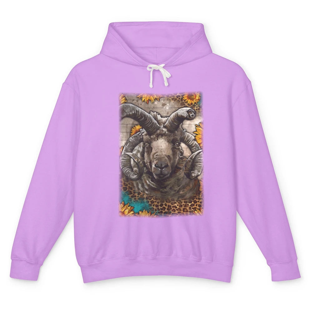 Leopard Sunflower Navajo-Churro Sheep Western Farm Life Unisex Lightweight Hoodie