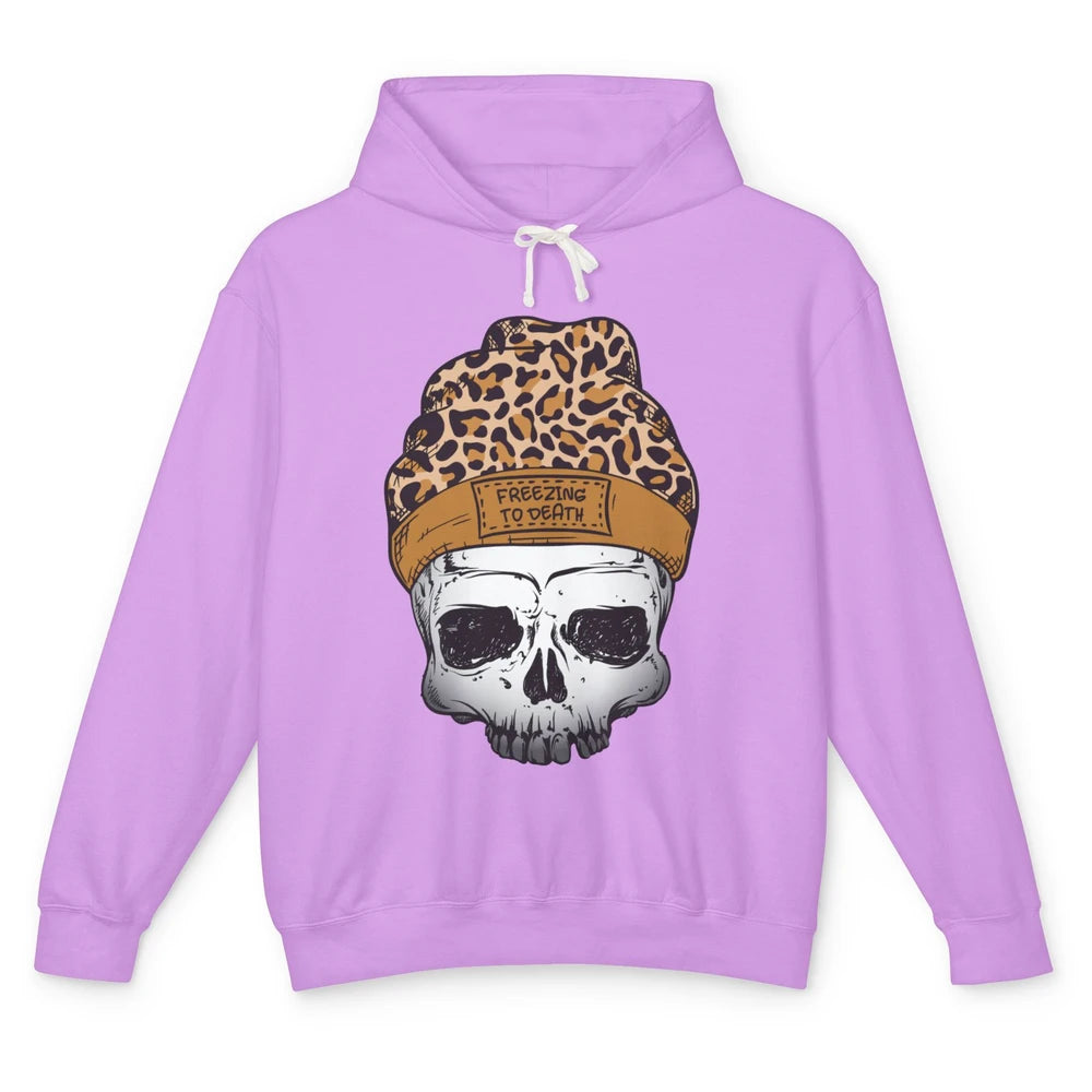 Leopard Skull Freezing To Death Snowflakes Christmas Winter Unisex Lightweight Hoodie