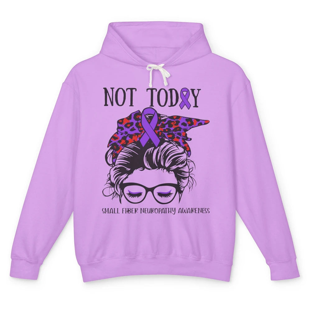 Small Fiber Neuropathy Awareness Ribbon Messy Bun Not Today Unisex Lightweight Hoodie