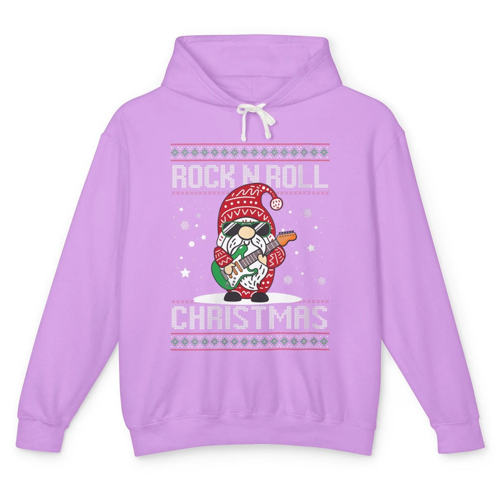 Guitarist Santa Gnome Guitar Rock N Roll Xmas Ugly Christmas Unisex Lightweight Hoodie