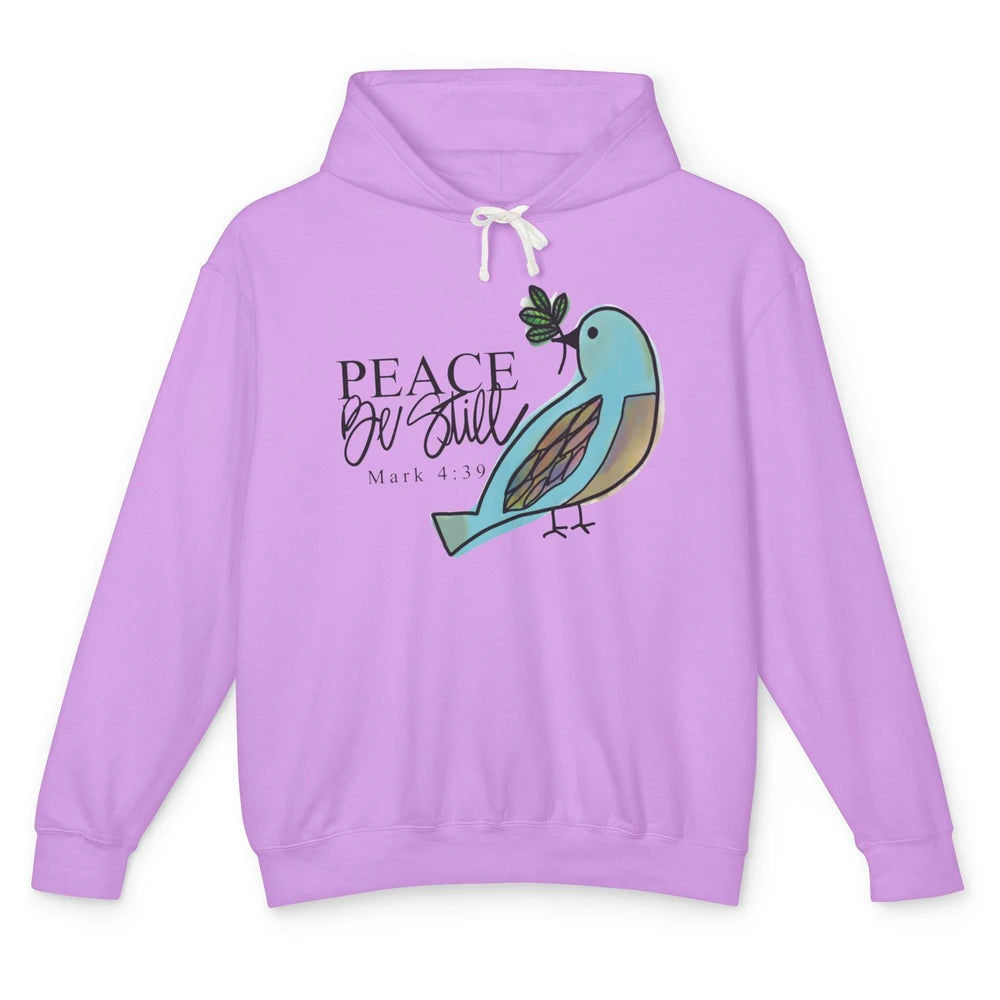 Bird Peace Be Still And Know Bible Verse Christian Religious Unisex Lightweight Hoodie