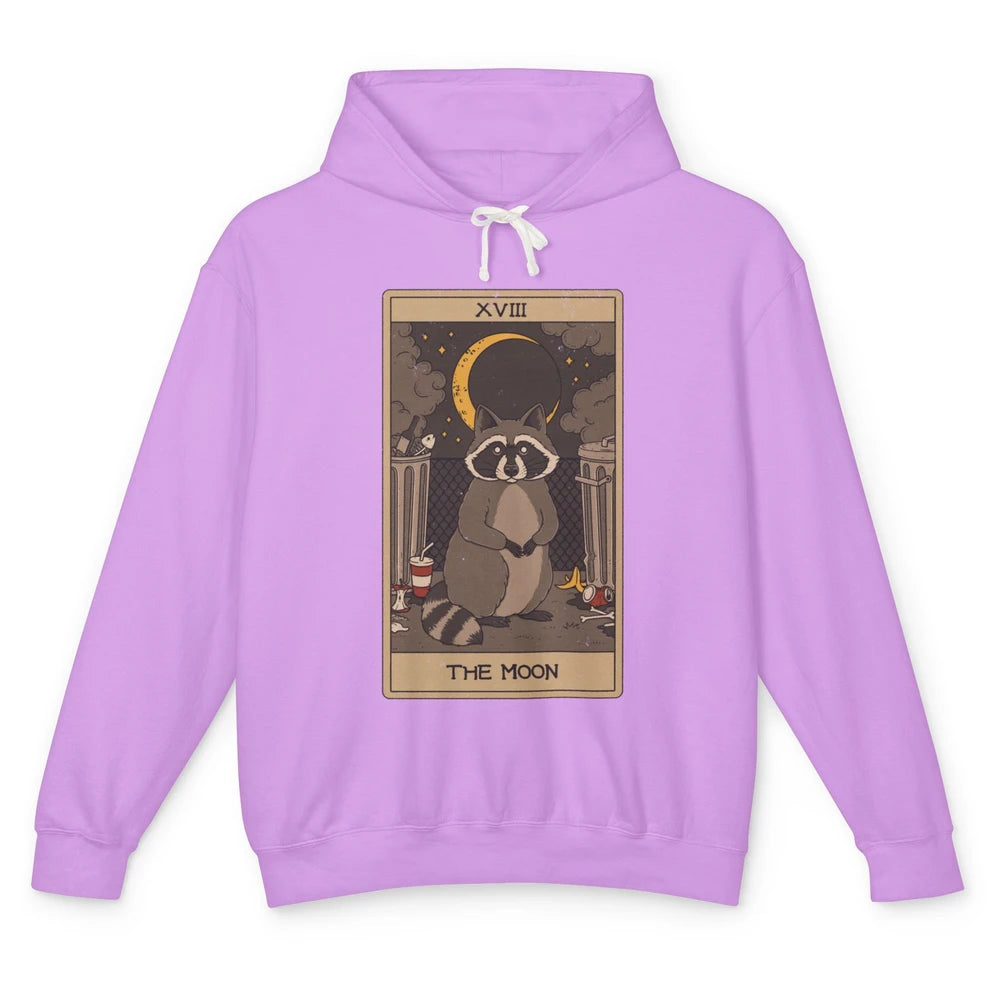 The Moon Raccoon Tarot Card Vintage Opossum Trashed Panda Unisex Lightweight Hoodie