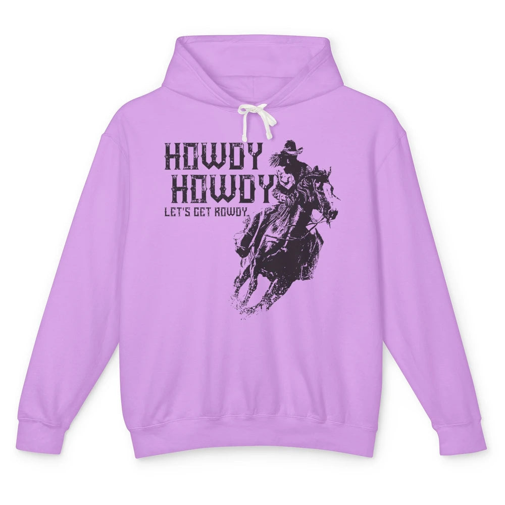 Retro Howdy Cowboy Rodeo Riding Horse Western Country Men Unisex Lightweight Hoodie