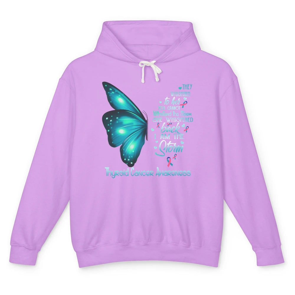 The Storm Teal Butterfly Warrior Thyroid Cancer Awareness Unisex Lightweight Hoodie