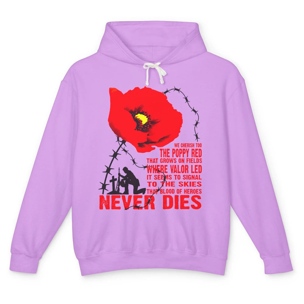 Memorial Day We Cherish Too The Poppy Red US Pride Gift Unisex Lightweight Hoodie