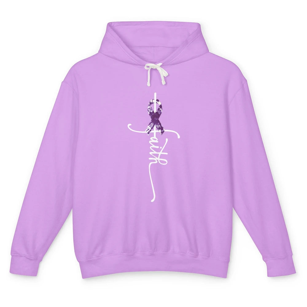 Faith Overdose Awareness Cross Purple Ribbon Tie Dye Warrior Unisex Lightweight Hoodie