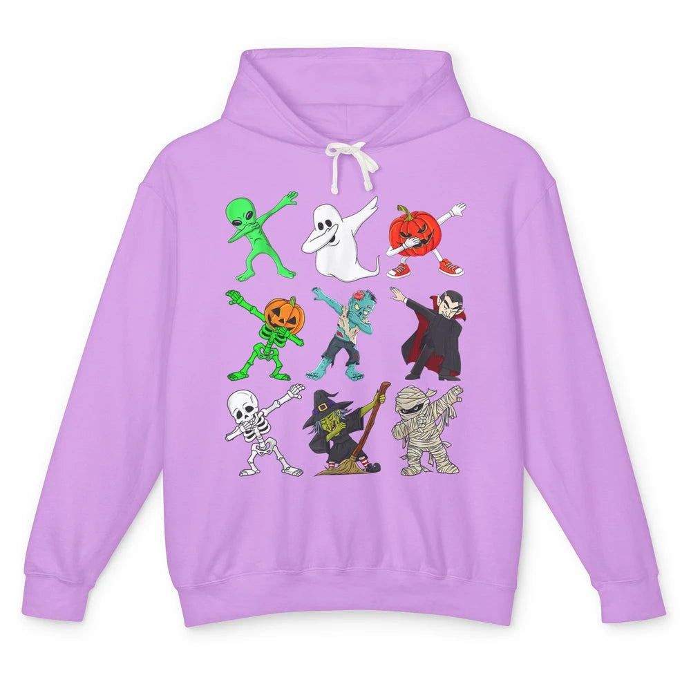 Funny Dabbing Skeleton Witch Monster Halloween Spooky Party Unisex Lightweight Hoodie