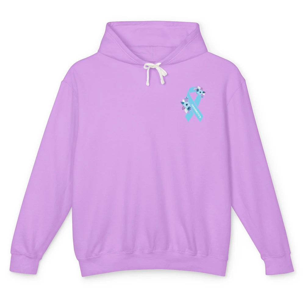 Hashimoto's Awareness Floral Teal Ribbon Hashimoto's Disease Unisex Lightweight Hoodie