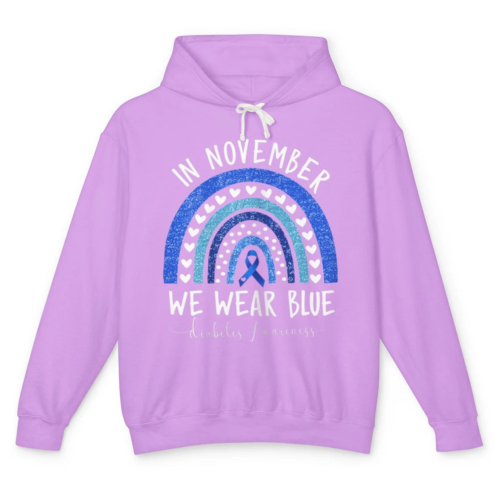 November Wear Blue Diabetes Awareness Rainbow Diabetic T1D Unisex Lightweight Hoodie